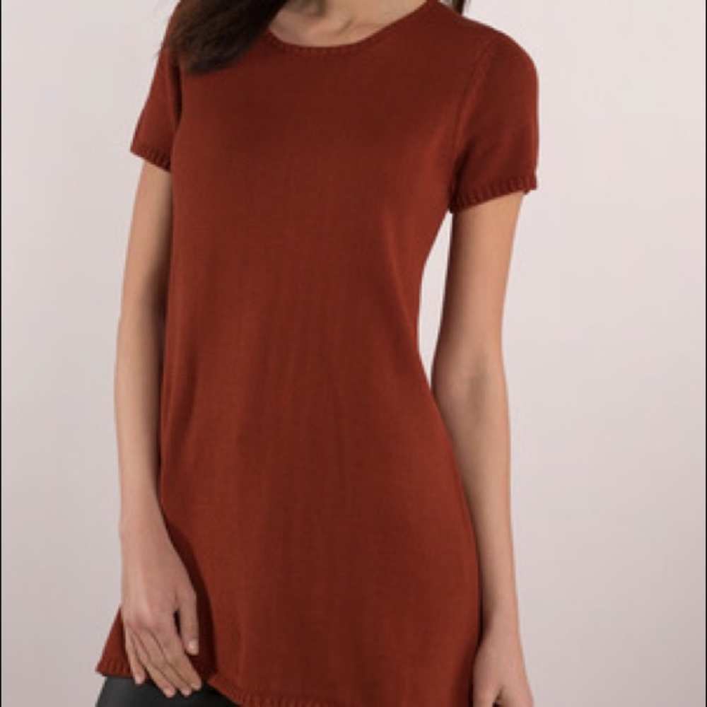 Rust mini sweater dress